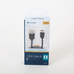 PLATINET USB TYPE-C TO USB FABRIC BRAIDED CABLE 2A 1M BLACK