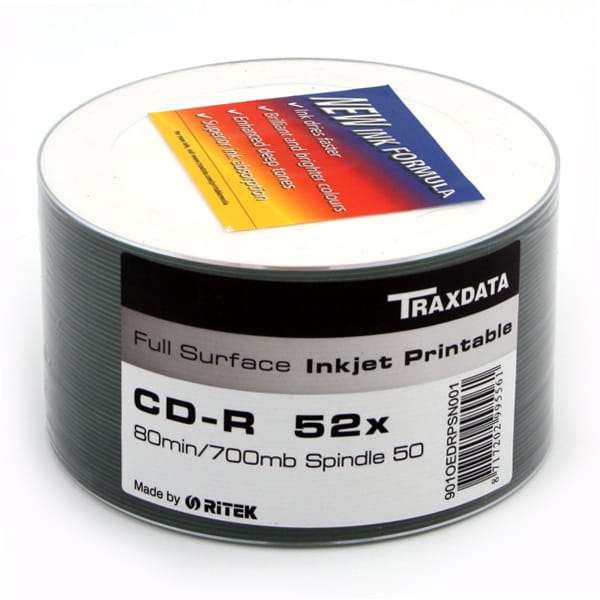 TRAXDATA CD-R 700MB 52X FF WHITE PRINTABLE SP*50 901SP50NOPCPL