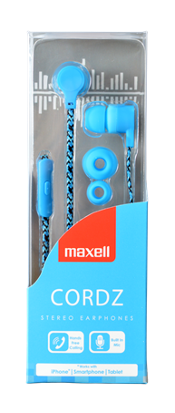 MAXELL EARPHONES WITH MIC CORDZ BLUE 303783.00.CN