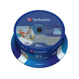 VERBATIM BD-R BLU-RAY 25GB 6X WIDE PRINTABLE CAKE*25 43811