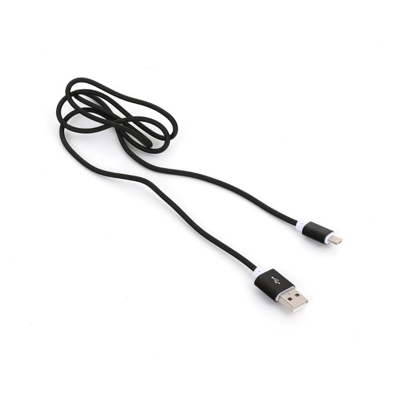 PLATINET ANOLIS UNIVERSAL USB FABRIC BRAIDED CABLE WITH MICROUSB-LIGHTNING DOUBLE PLUG 1M BLACK [43474]