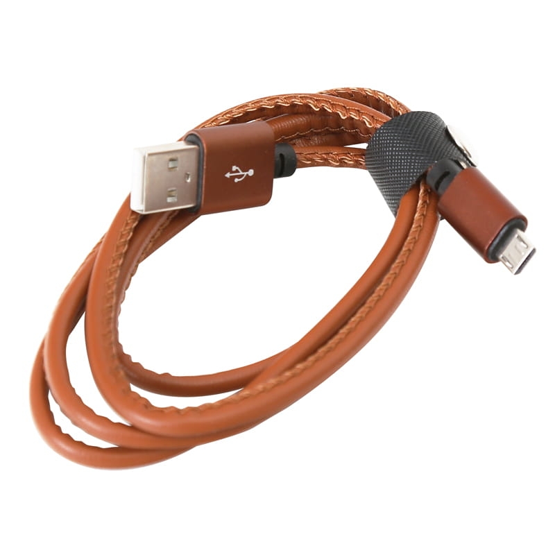 PLATINET HERA MICRO USB TO USB LEATHER CABLE 1M 2,4A BROWN [43293]