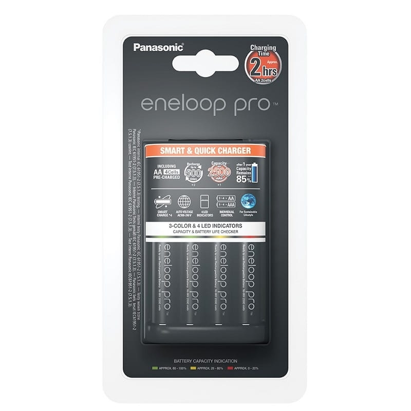PANASONIC ENELOOP PRO CHARGER ŁADOWARKA 4-POS SMART &amp; QUICK + 4x R6/AA 2500mAh ACCUMULATOR K-KJ55HCD40E